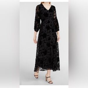 Express Elegant Black Floral Lace Dress